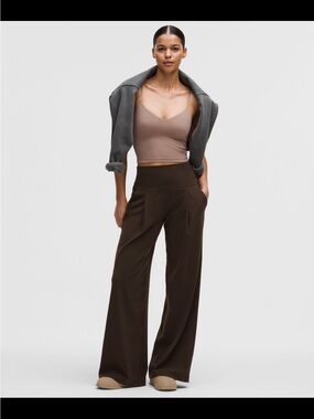 lululemon athletica Wide-Leg High-Rise Pants in Dark Brown